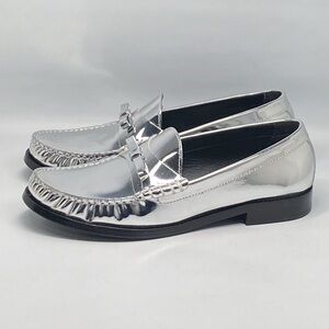 Stuart Weitzman Lottie Bow Leather Loafers size 8.5
